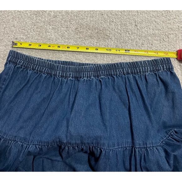 VTG Phool Denim Tiered Tea Length Skirt Women's Medium Jean Blue Modest Academia - Picture 5 of 6